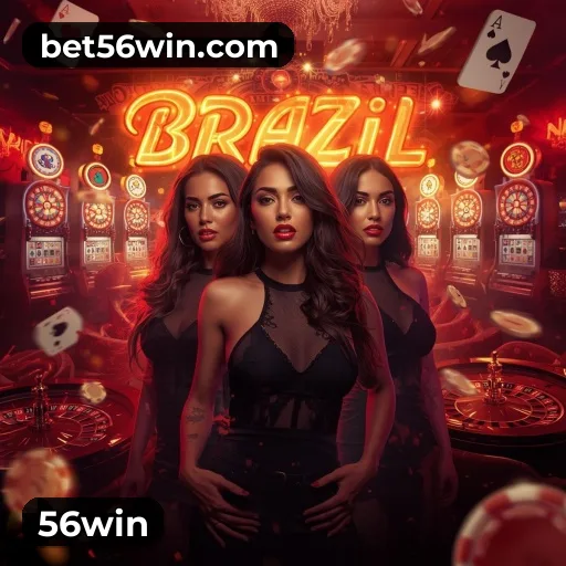 App 56win para iOS e Android — interface mobile, login biométrico e PIX integrado